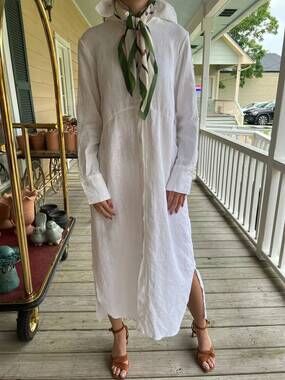 NEW CROWN LINEN rachel shirt dress in white